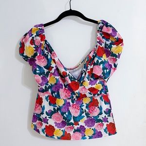 SHEIN Sweetheart Neck Floral Top - Size L